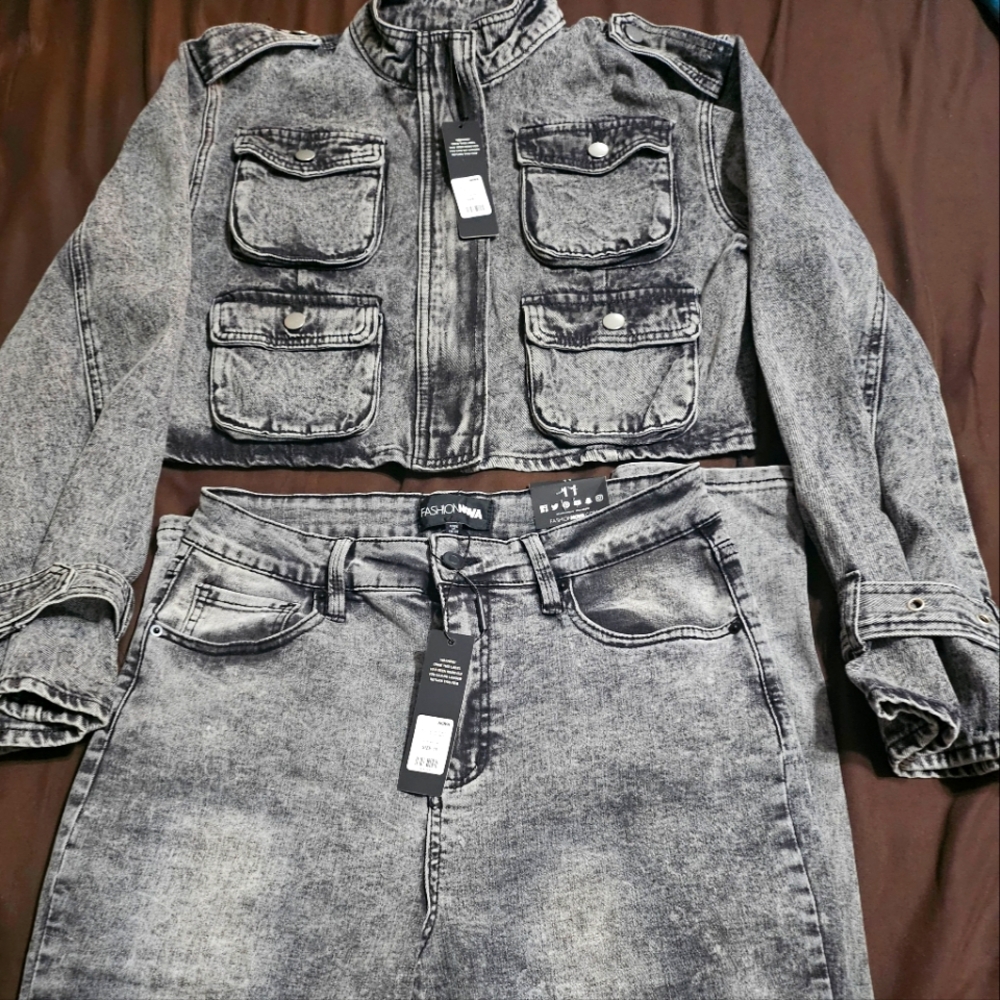 Black Denim Jean Set